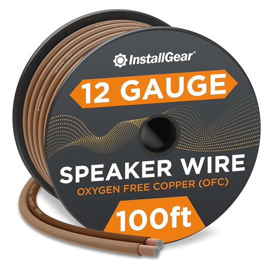 12 Gauge Speaker Wire 100Ft - Deoxidized Copper OFC Speaker Wires 12 Gauge - Flexible Wire Cable with Polarity Marking - Soft Touch 12 AWG Wire for Audio, Amp and Home Theater Use - Brown