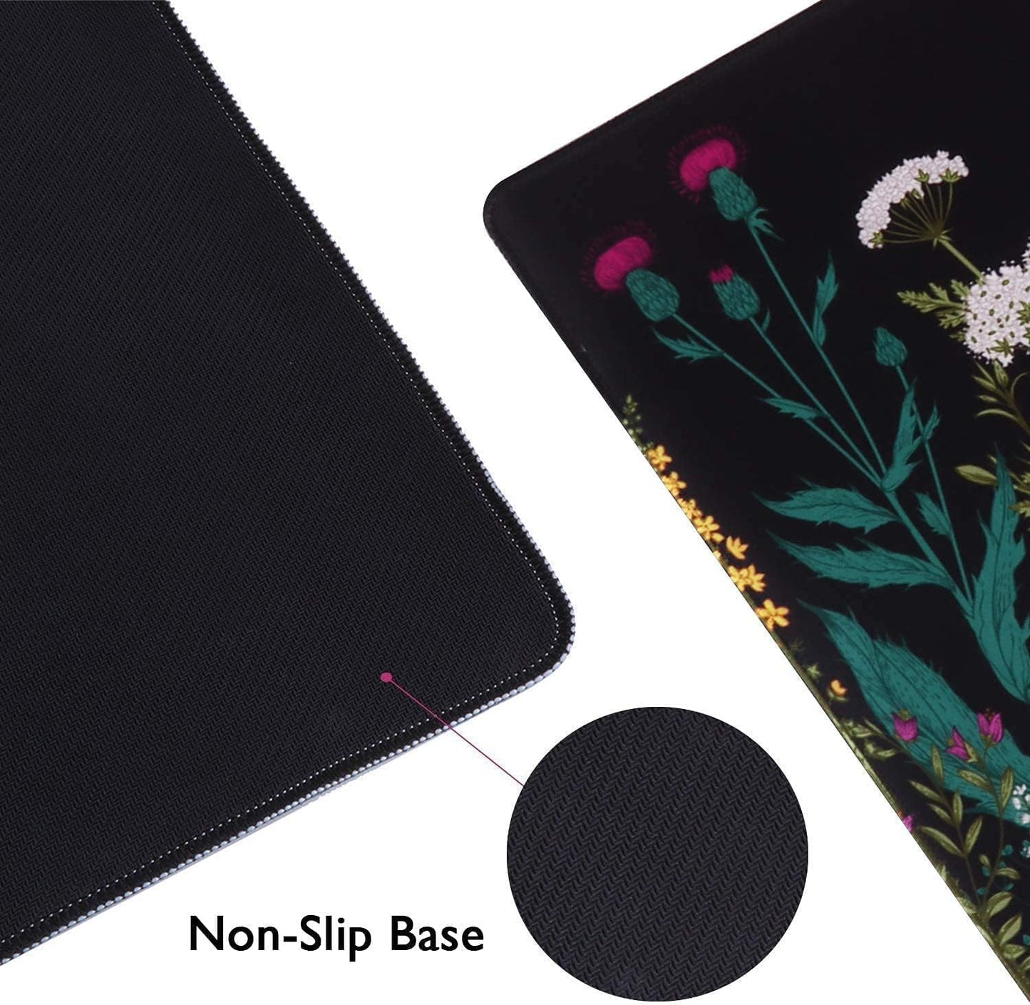 Desk Mat, Big Desk Pad, XXL Extended Gaming Mouse Pad, Large Mouse Pad for Desk Rubber Base Mousepad with Stitched Edges, Keyboard Mouse Mat for Work, Game, Office, Home - Weeds