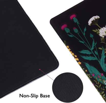 Desk Mat, Big Desk Pad, XXL Extended Gaming Mouse Pad, Large Mouse Pad for Desk Rubber Base Mousepad with Stitched Edges, Keyboard Mouse Mat for Work, Game, Office, Home - Weeds